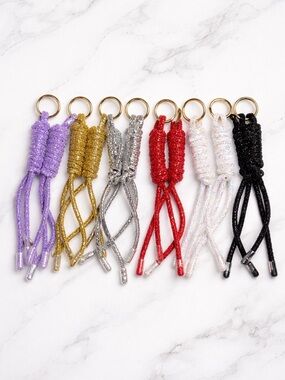 Glitter Cord Tassel Keychains - Assorted Colors Glitter Rope Keychain Sparkly